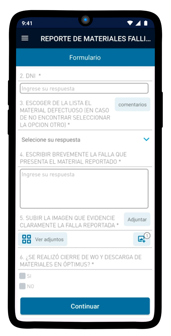 Pantalla de gestión en Colmena